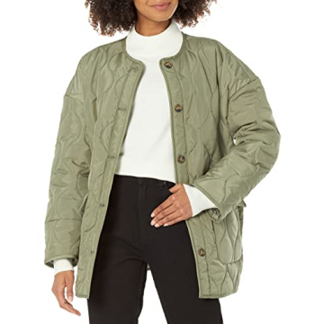 Stylish James Quilted Loose Jacket for Women in Olive