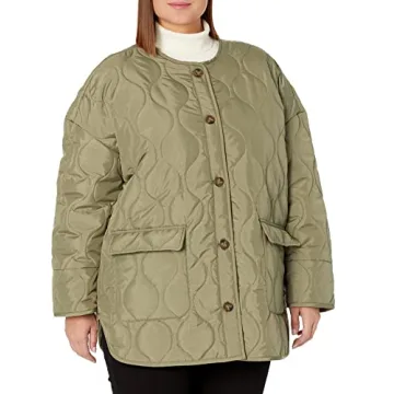 Stylish James Quilted Loose Jacket for Women in Olive