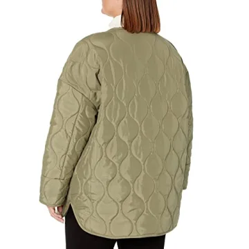 Stylish James Quilted Loose Jacket for Women in Olive