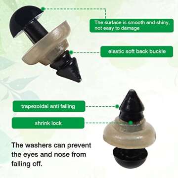 TOAOB 150pcs 6mm Safety Eyes for Amigurumis Craft Crochet Eyes with Washers Black Doll Eyes for Crocheting Stuffed Animals Bears Doll Making