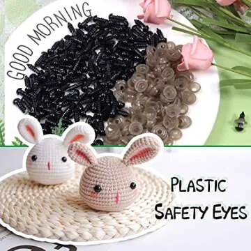 TOAOB 150pcs 6mm Safety Eyes for Amigurumis Craft Crochet Eyes with Washers Black Doll Eyes for Crocheting Stuffed Animals Bears Doll Making