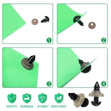 TOAOB 150pcs 6mm Safety Eyes for Amigurumis Craft Crochet Eyes with Washers Black Doll Eyes for Crocheting Stuffed Animals Bears Doll Making