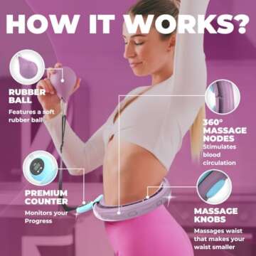 Swiss Activa+ S4.S Quiet Weighted Hula Hoop for Adults with Weight Ball -60-112cm- Hula Hoop with Weight Ball - Infinity Hoop - Fitness Hula Hoops - Exercise Hoop with Ball - Smart Weighted Hula Hoop