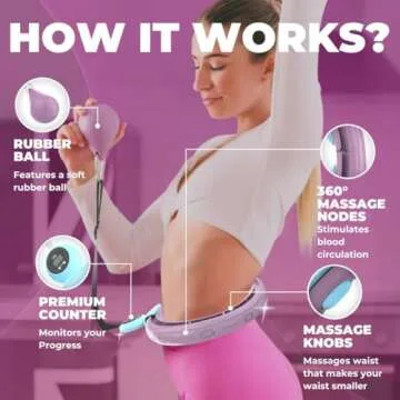 Swiss Activa+ S4.S Quiet Weighted Hula Hoop for Adults with Weight Ball -60-112cm- Hula Hoop with Weight Ball - Infinity Hoop - Fitness Hula Hoops - Exercise Hoop with Ball - Smart Weighted Hula Hoop