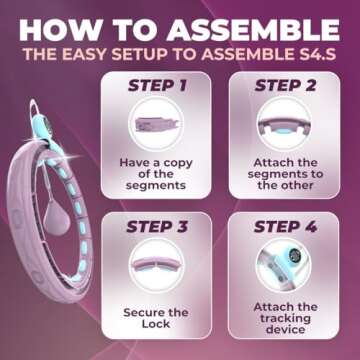 Swiss Activa+ S4.S Quiet Weighted Hula Hoop for Adults with Weight Ball -60-112cm- Hula Hoop with Weight Ball - Infinity Hoop - Fitness Hula Hoops - Exercise Hoop with Ball - Smart Weighted Hula Hoop