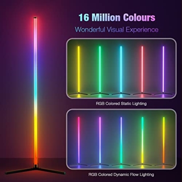 bedee LED Corner Floor Lamp with RGB Colors and Music Sync