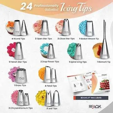 RFAQK 150PCs Cake Decorating Kit Baking Supplies Tools with Ebook and Booklet, 3in1 Cake Turntable for Decorating Cakes Cupcakes Cookies with Piping Bags and Tips Set, Leveler, Spatula & much more