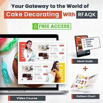 RFAQK 150PCs Cake Decorating Kit Baking Supplies Tools with Ebook and Booklet, 3in1 Cake Turntable for Decorating Cakes Cupcakes Cookies with Piping Bags and Tips Set, Leveler, Spatula & much more