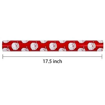 RUSPEPA Reversible Wrapping Paper Roll - Mini Roll - Christmas Santa Claus and Stripe Pattern Great for Christmas, Party, Holiday - 17.5 Inches X 32.8 Feet