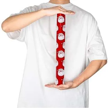 RUSPEPA Reversible Wrapping Paper Roll - Mini Roll - Christmas Santa Claus and Stripe Pattern Great for Christmas, Party, Holiday - 17.5 Inches X 32.8 Feet