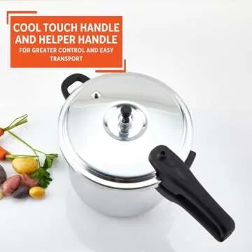 IMUSA 7 Quart Stovetop Aluminum Presure Cooker with safety valves for risk-free opening