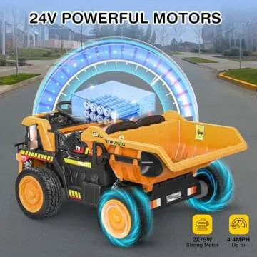ANPABO 24V Ride On Dump Truck, 2X75W Powerful Motors, Up to 4.4Mph, EVA Tires, Ride On Car w/Electri...