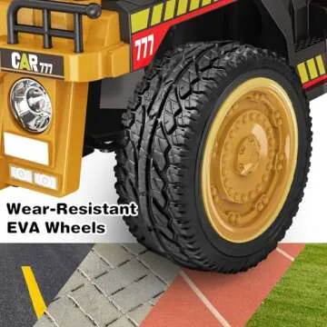 ANPABO 24V Ride On Dump Truck, 2X75W Powerful Motors, Up to 4.4Mph, EVA Tires, Ride On Car w/Electric Dump Bed and Extra Shovel, 19" Spacious Seat, Parent Remote Electric Truck for Kids-Yellow