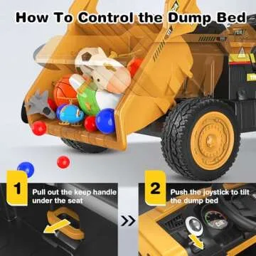ANPABO 24V Ride On Dump Truck, 2X75W Powerful Motors, Up to 4.4Mph, EVA Tires, Ride On Car w/Electric Dump Bed and Extra Shovel, 19" Spacious Seat, Parent Remote Electric Truck for Kids-Yellow