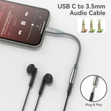USB C to Aux Audio Dongle | Type C to 3.5mm Adapter