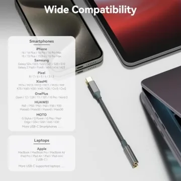 USB C to Aux Audio Dongle | Type C to 3.5mm Adapter