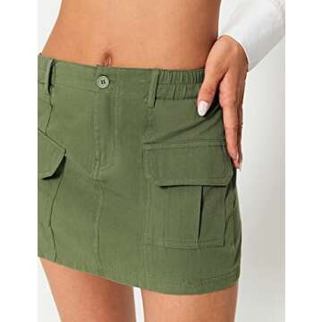 Dqbeng Cargo Mini Skirt Y2K Summer Skirts for Women Trendy Sexy Streetwear (Green-M)