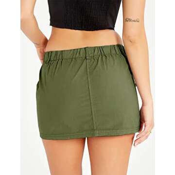 Dqbeng Cargo Mini Skirt Y2K Summer Skirts for Women Trendy Sexy Streetwear (Green-M)