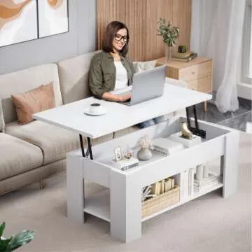 Stylish NOBLEWELL Lift Top Coffee Table with Storage