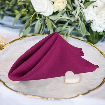 AGN Elegant Linen Polyester Napkins Set of 12 (18x18) (Magenta)