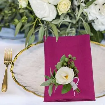 AGN Elegant Linen Polyester Napkins Set of 12 (18x18) (Magenta)