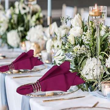 AGN Elegant Linen Polyester Napkins Set of 12 (18x18) (Magenta)