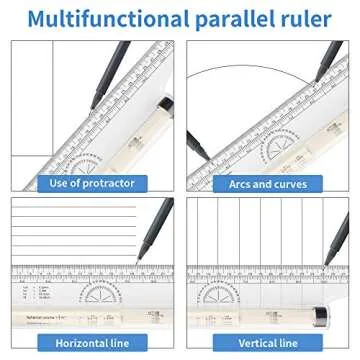 MyLifeUNIT Multi-Purpose Drawing Parallel Rolling Ruler, 12 Inch Drawing Design Ruler for Measuring, Drafting