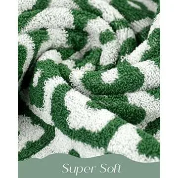 Jacquotha Hand Towels Checkered Floral - Set of 4 Soft Face Towels for Bathroom, Medium Size 13” x 29”, Dark Olive Green