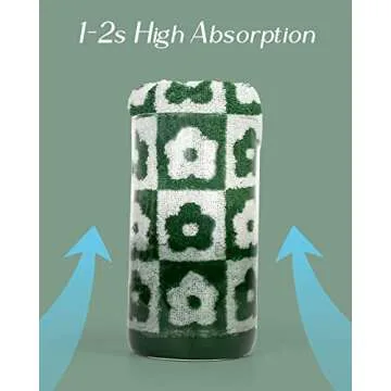 Jacquotha Hand Towels Checkered Floral - Set of 4 Soft Face Towels for Bathroom, Medium Size 13” x 29”, Dark Olive Green