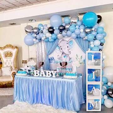 82PCS Baby Shower Decorations For Boy Kit - Jumbo Transparent Baby Block Balloon Box Includes BABY, ...