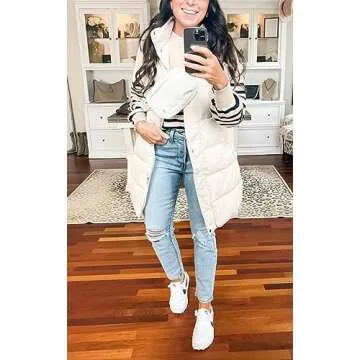 Gihuo Women's Long Puffer Vest - Stylish Winter Jacket