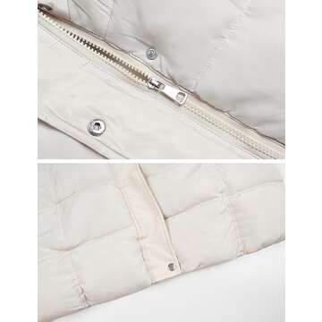 Gihuo Women's Long Puffer Vest Winter Warm Quilted Hooded Zip Up Sleeveless Jacket Vest Gilet (Beige-XXL)