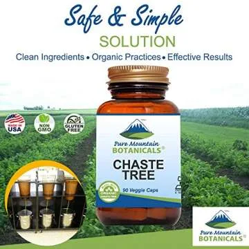 Pure Mountain Botanicals Chaste Tree Berry Capsules - Kosher Vegan Caps with 400mg Organic Vitex Chasteberry Supplement