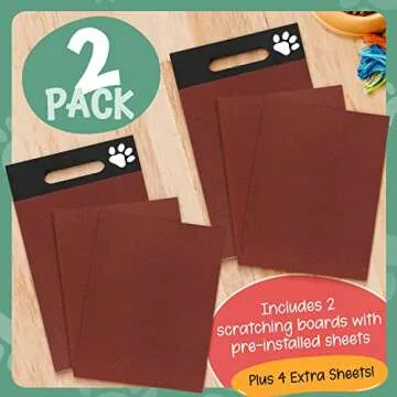 Evergreen Pet Supplies [6 Pads] Scratch Pad for Dogs - 2-Sided Medium & Coarse Sandpaper Dog Scratch Pad for Nails w/Extra Sheets - w/Handle - Dog Scratch Board for Nails