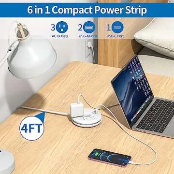 Compact NTONPOWER Travel Power Strip with USB Ports