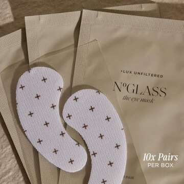 + Lux Unfiltered The Eye Mask, Anti-Slip Caffiene Infused Cooling Under Eye Patches, Reduce Puffy Eyes, Brighten and Hydrate Skin, 10 Count, Made in Korea