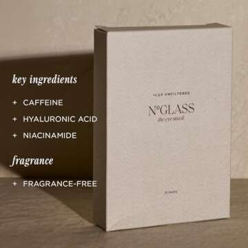 + Lux Unfiltered The Eye Mask, Anti-Slip Caffiene Infused Cooling Under Eye Patches, Reduce Puffy Eyes, Brighten and Hydrate Skin, 10 Count, Made in Korea