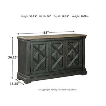 Signature Design by Ashley Tyler Creek Urban Farmhouse Dining Room Buffet Cabinet or Server, Almost Black