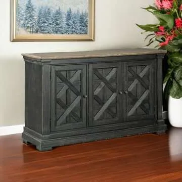 Signature Design by Ashley Tyler Creek Urban Farmhouse Dining Room Buffet Cabinet or Server, Almost Black