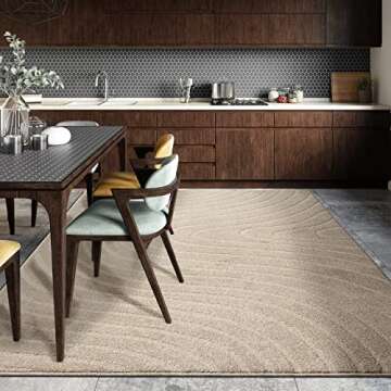 LUXE WEAVERS Modern Geometric Wave Beige 8x10 Area Rug