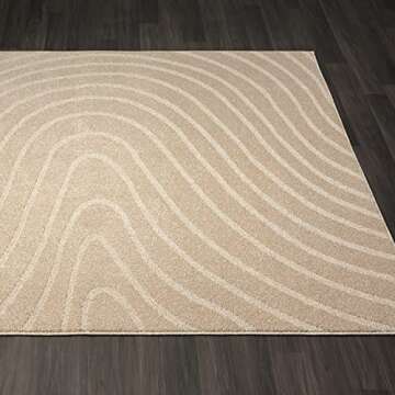 LUXE WEAVERS Modern Geometric Wave Beige 8x10 Area Rug