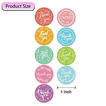 PMCDS2G Thank You Stickers Roll - 1" Flower Wreath Designs, 500 Units