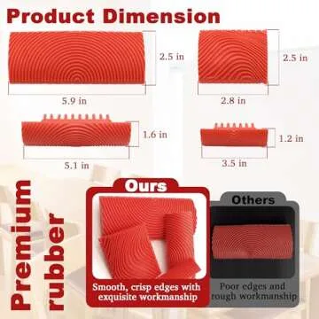 LUTQ Wood Grain Tool - Natural Woodgrain Maker for Decorative Painting Premium Wood Graining Tool Set Enhance Your DIY Projects with Wood Grain Patterns