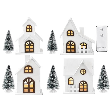 Ovootok Christmas Sculpture Set: LED Houses & Trees