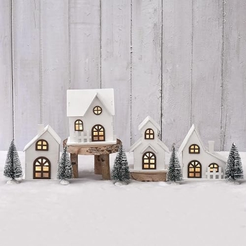 Ovootok Christmas Sculpture Set: LED Houses & Trees