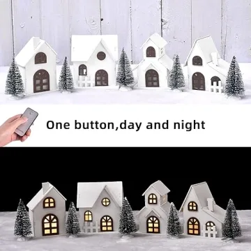 Ovootok Christmas Sculpture Set: LED Houses & Trees