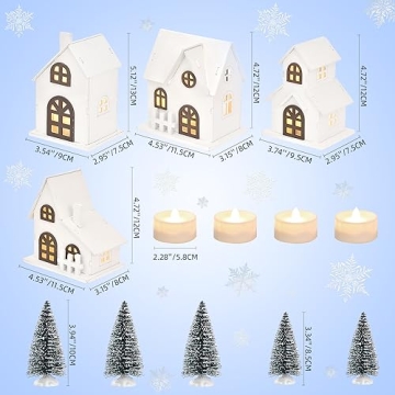 Ovootok Christmas Sculpture Set: LED Houses & Trees