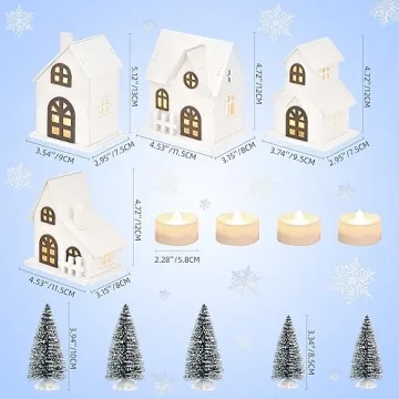 Ovootok Christmas Sculpture Set: LED Houses & Trees