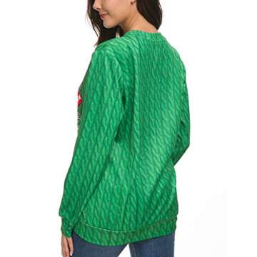 N NORA TWIPS Unisex Funny Print Ugly Christmas Sweater Jumper Green