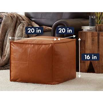 Ornavo Faux Leather Square Pouf Ottoman for Living Room